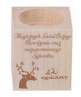 ŚWIECZNIK drewniany GRAWER LOGO TEKST świąteczne wzory personalizacja