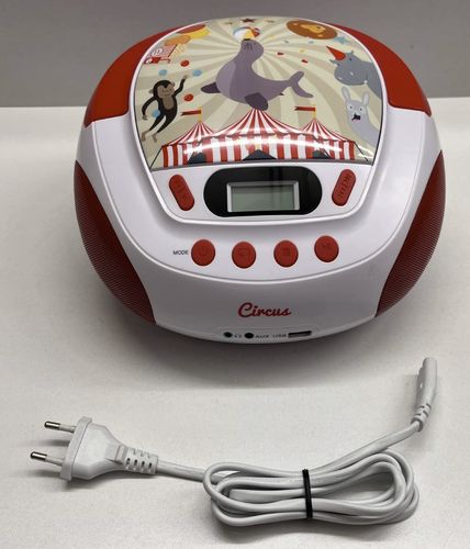 Metronic Odtwarzacz CD Circus z wejściem USB AUX czerwono biały cyrk na Arena.pl