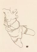 Semi-Dressed Model, Egon Schiele - plakat 61x91,5 cm