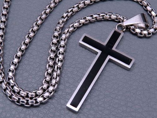 SREBRNY ŁAŃCUSZEK Z KRZYŻYKIEM STAL CHIRURGICZNA 316L SPLOT KRÓLEWSKI 60CM na Arena.pl