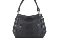 Modna duża torba na ramię skórzana - Czarna