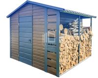 Schowek  Domek Ogrodowy 2,5x3m + Wiata 0,5m - Drewutnia Antracyt Dach ID645