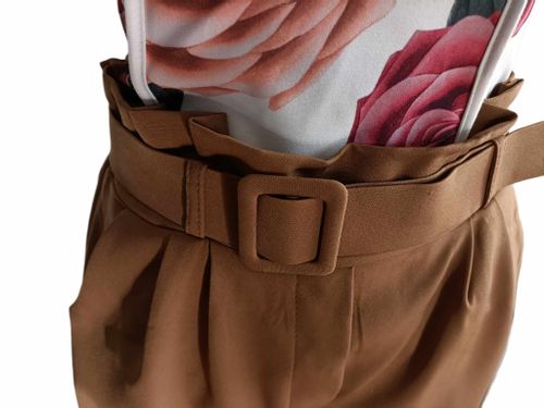 Eleganckie brązowe spodnie wysoki stan na Arena.pl