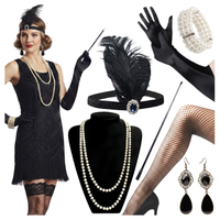 Strój karnawałowy lata 20 akcesoria zestaw retro kostium opaska dorosłych