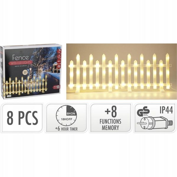 PŁOTEK DEKORACYJNY OZDOBA ŚWIĄTECZNA LED Zestaw 8 szt programator timer zdjęcie 10