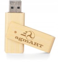 GRAWEROWANY PENDRIVE reklamowy LOGO FIRMY NAPIS Pamięć USB bambusowa 25 szt