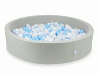 Suchy basen jasnoszary 130x30 z piłeczkami 600 sztuk (białe, perłowe, jasnobłękitne, błękitne jasne perłowe)
