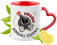 Dla Teściowej Kubek Czerwony Z Uszkiem W Kształcie Serca Na Prezent