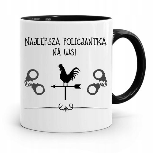 Kubek Czarny Dla Najlepszej Policjantki Na Wsi Z Nadrukiem Ze Zdjęciem na Arena.pl