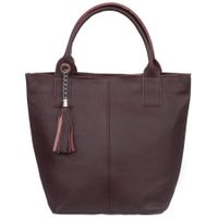VERA PELLE torebka skórzana shopper z długimi rączkami V619 c.bordowa