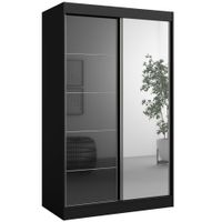 Szafa przesuwna z lustrem Como 2D1L 120 Czarna (lacobel)