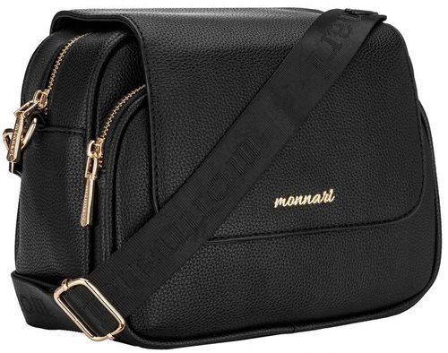 Torebka Damska Listonoszka MONNARI KUFEREK Czarna 2 PASKI PRZEGRODY na Arena.pl