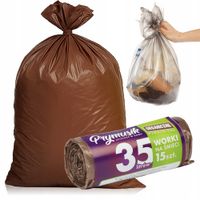 WORKI NA ŚMIECI 35L 15 SZT BRĄZOWE DO SEGREGACJI NA ODPADY WYTRZYMAŁE