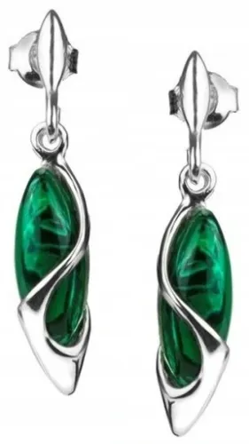 KOLCZYKI SREBRNE MALACHIT sztyfty wkrętki SREBRO na Arena.pl