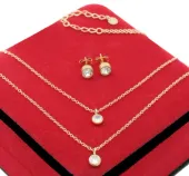 KOMPLET ZŁOTY 2 cz ZIRCONIA DOUBLE STAL CHIRURGICZNA