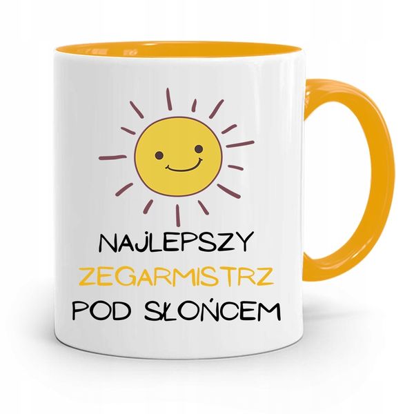 Kubek Żółty Dla Zegarmistrza Najlepszy Pod Słońcem Z Nadrukiem Ze Zdjęciem zdjęcie 1
