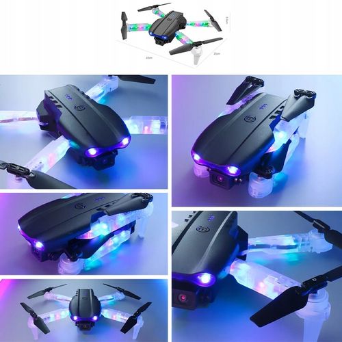 E99D DRON Z PODWÓJNE KAMERY LED OŚWIETLENIEM ZABAWKA SKŁADANIE CZTEROOSIOWE na Arena.pl