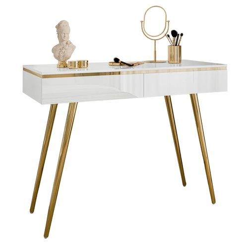 Toaletka biało złota na wysoki połysk szuflady konsola na Arena.pl