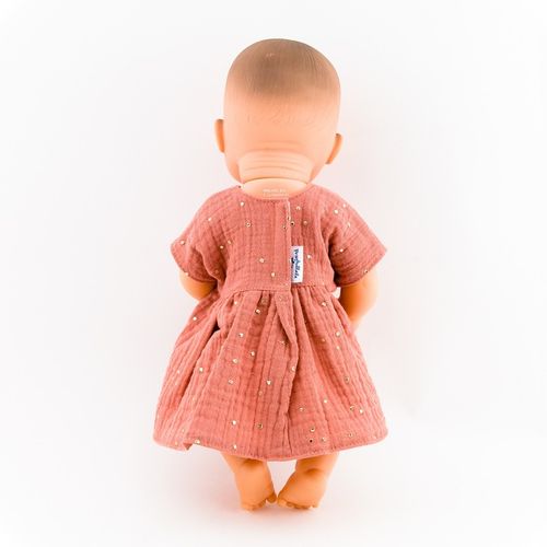 Sukienka dla lalki Miniland 32cm marsala złote kropki na Arena.pl