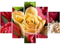 105CM 150CM OBRAZ 5 ELEM ZROSZONA RÓŻA DRUK