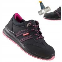 DAMSKIE LEKKIE buty robocze PÓŁBUTY SKÓRZANE ochronne z NOSKIEM BHP