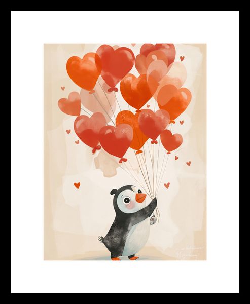 Plakat 15x20cm Pingwinek z Balonami zdjęcie 3