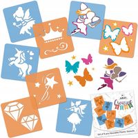 SZABLONY do Rysowania Malowania dla Dzieci ZESTAW 8 szt Baśnie WRÓŻKI Magia