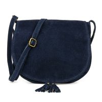 Granatowa Torebka Podkówka Listonoszka Damska Skóra Włoska Miękka B66