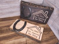 Prezent na szczęście podkowa parapetówka deska prezent nowy dom new home