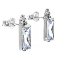 SREBRNE KOLCZYKI Z DUŻYMI PROSTOKĄTNYMI CYRKONIAMI SREBRO PRÓBY 925