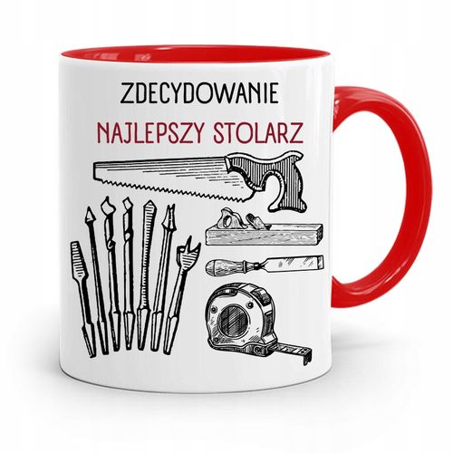 Kubek Czerwony Prezent Stolarza Najlepszy Stolarz Z Nadrukiem Ze Zdjęciem na Arena.pl