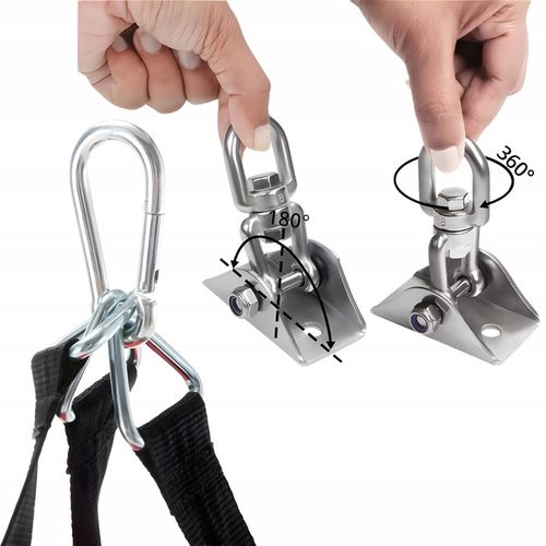 ZESTAW MONTAŻOWY HAK OBROTOWY SUFITOWY FOTELA HAMAKA HUŚTAWKI KARABIŃCZYKI na Arena.pl