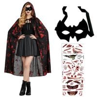 Strój Wampira Drakula Kostium Halloween Peleryna 150cm Maska Akcesoria