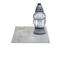 SZKLANA PODSTAWKA POD ZNICZE Z DEDYKACJĄ 35x35cm 570g Krzyż na tle betonu