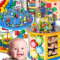 SORTER KOSTKA DREWNIANA SENSORYCZNA EDUKACYJNA DLA DZIECI 8W1 + GRATIS