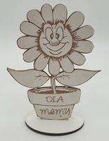 kwiatek drewniany w doniczce mama 15cm