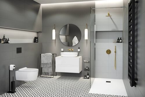 Finli szafka wisząca 80cm, podumywalkowa z blatem 2 szuflady, biały połysk na Arena.pl