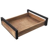 Taca do Serwowania Podawania Kuchenna Śniadaniowa Drewniana Metal 35,5x27cm