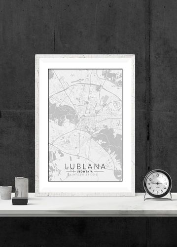 Lublana mapa czarno biała - plakat 20x30 cm na Arena.pl