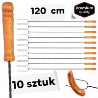 KIJE DO OGNISKA WIDEŁKI DO GRILLA KIJKI 120 CM 10 szt ZESTAW GRILLOWY 120CM