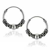 ELEGANCKIE OKSYDOWANE SREBRNE KOLCZYKI KOŁA KÓŁKA KÓŁECZKA 1.7CM Z OZDOBĄ