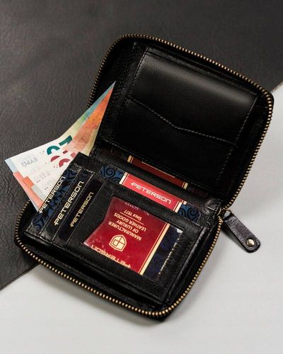 duży, skórzany portfel męski na zamek - peterson na Arena.pl
