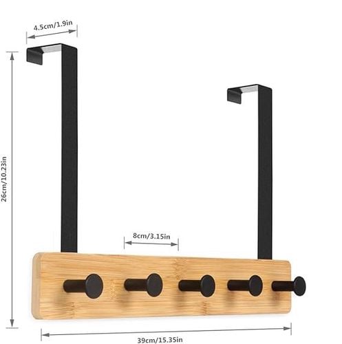 Wieszak na Drzwi Drewniany 5 Haczyków 39cm na Arena.pl