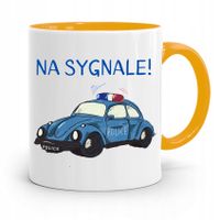 Kubek Żólty Dla Policjanta Policjantki Na Sygnale Z Nadrukiem Ze Zdjęciem
