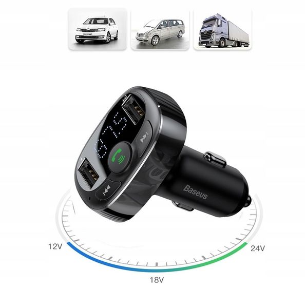 BASEUS TRANSMITER FM BLUETOOTH ŁADOWARKA SAMOCHODOWA MP3 2x USB SD/ TF 3.4A zdjęcie 11
