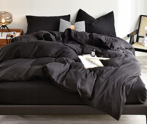 KOMPLET POŚCIELI 140x200 2x POSZEWKI 70x80 MIKROFIBRA GŁADKA MIĘKKA CZARNA na Arena.pl