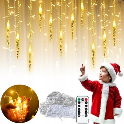 LAMPKI ZEWNĘTRZNE I WEWNĘTRZNE ŚWIĄTECZNE SOPLE 216 LED Z EFEKTEM ŚWIATEŁKA na Arena.pl