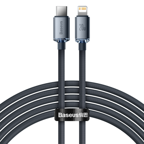 kabel usb-c do lightning baseus crystal shine, 20w, pd, 2m (czarny) na Arena.pl