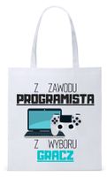 Informatyka Programisty Torba Eco Biała Shopper Z Nadrukiem Ze Zdjęciem