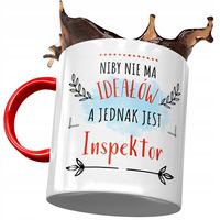 Kubek Czerwony Dla Inspektora Idealny Inspektor Z Nadrukiem Ze Zdjęciem